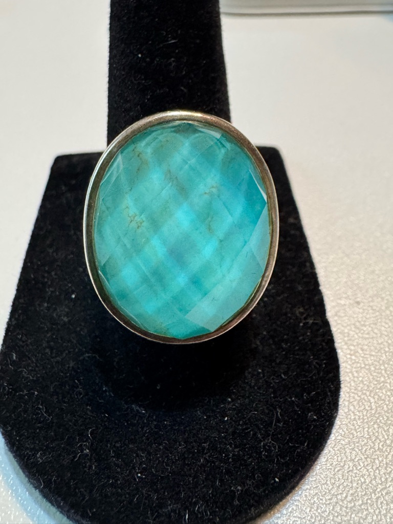 Vintage Whitney Kelly Turquoise Doublet Set 925 Ring
